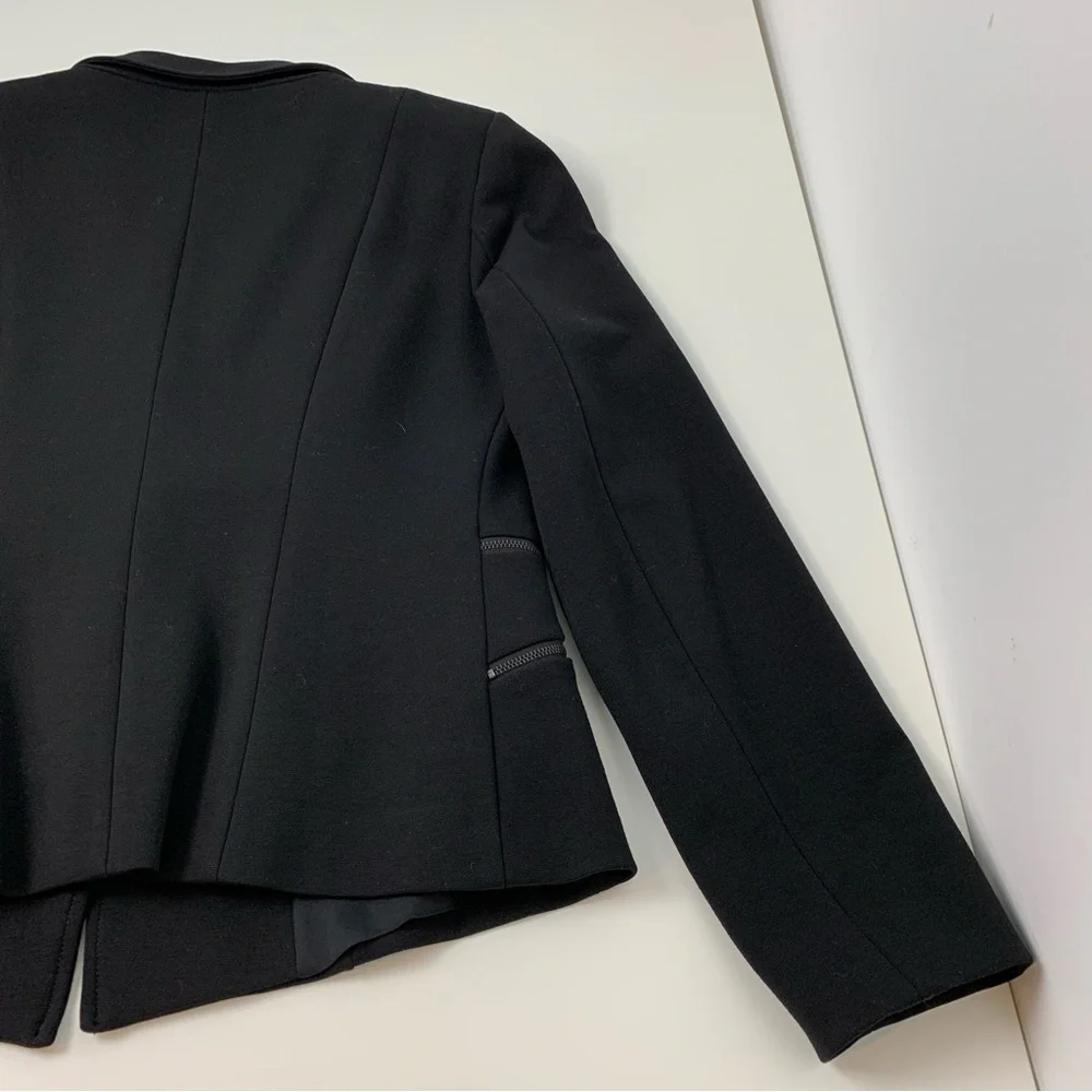 Marella Blazer Black Zip Accents Button Sz 12 Classic Elegant Office Italy - Picture 14 of 14
